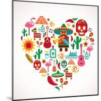 Mexico Love - Heart With Set Ofs-Marish-Mounted Art Print