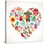 Mexico Love - Heart With Set Ofs-Marish-Stretched Canvas