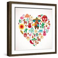 Mexico Love - Heart With Set Ofs-Marish-Framed Art Print