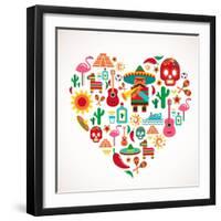 Mexico Love - Heart With Set Ofs-Marish-Framed Art Print