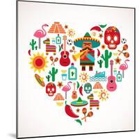 Mexico Love - Heart With Set Ofs-Marish-Mounted Art Print