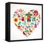 Mexico Love - Heart With Set Ofs-Marish-Framed Stretched Canvas