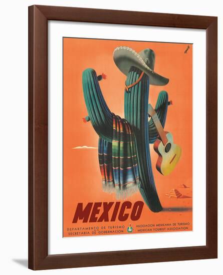 Mexico: Mariachi Cactus, c.1945-null-Framed Giclee Print