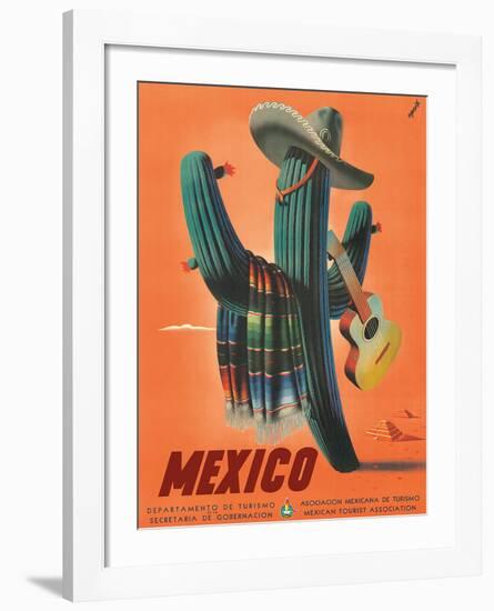 Mexico: Mariachi Cactus, c.1945-null-Framed Giclee Print