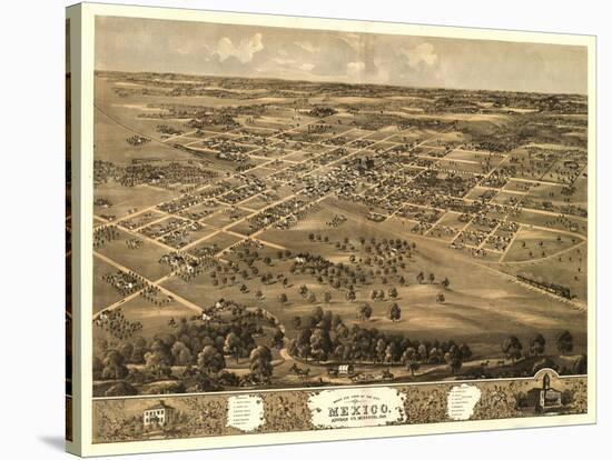 Mexico, Missouri - Panoramic Map-Lantern Press-Stretched Canvas