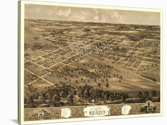 Mexico, Missouri - Panoramic Map-Lantern Press-Stretched Canvas