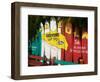 Mexico, Pacific Coast, Guerrero, Ixtapa, Catcha La Ola Surf Shop Sign-Walter Bibikow-Framed Photographic Print