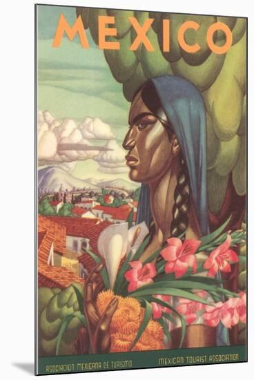 Mexico Poster, Native Woman-null-Mounted Art Print