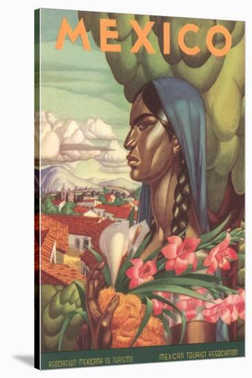 Mexico Poster, Native Woman-null-Stretched Canvas
