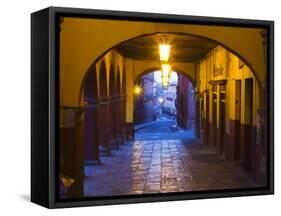 Mexico, San Miguel de Allende, Back streets of the town with colorful buildings-Terry Eggers-Framed Stretched Canvas