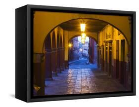 Mexico, San Miguel de Allende, Back streets of the town with colorful buildings-Terry Eggers-Framed Stretched Canvas