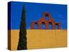 Mexico, San Miguel de Allende, Blue sky, city wall and Cypress Tree-Terry Eggers-Stretched Canvas