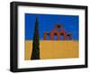 Mexico, San Miguel de Allende, Blue sky, city wall and Cypress Tree-Terry Eggers-Framed Photographic Print