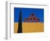 Mexico, San Miguel de Allende, Blue sky, city wall and Cypress Tree-Terry Eggers-Framed Photographic Print