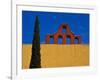 Mexico, San Miguel de Allende, Blue sky, city wall and Cypress Tree-Terry Eggers-Framed Photographic Print