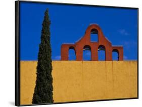 Mexico, San Miguel de Allende, Blue sky, city wall and Cypress Tree-Terry Eggers-Framed Photographic Print