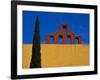 Mexico, San Miguel de Allende, Blue sky, city wall and Cypress Tree-Terry Eggers-Framed Photographic Print