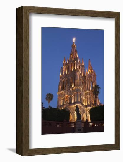 Mexico, San Miguel De Allende. Cathedral of San Miguel Archangel Lit Up at Night-Brenda Tharp-Framed Photographic Print