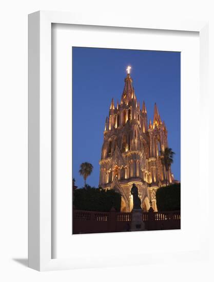 Mexico, San Miguel De Allende. Cathedral of San Miguel Archangel Lit Up at Night-Brenda Tharp-Framed Photographic Print