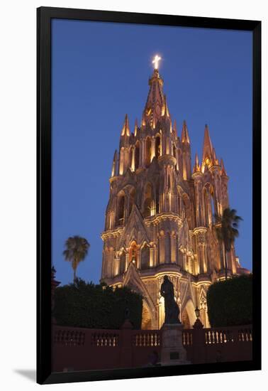 Mexico, San Miguel De Allende. Cathedral of San Miguel Archangel Lit Up at Night-Brenda Tharp-Framed Photographic Print