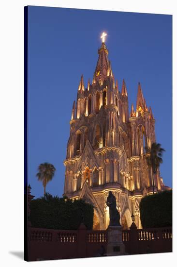 Mexico, San Miguel De Allende. Cathedral of San Miguel Archangel Lit Up at Night-Brenda Tharp-Stretched Canvas