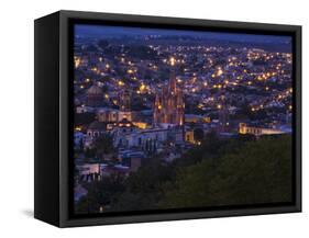 Mexico, San Miguel de Allende, City view with Parroquia Archangel Church-Terry Eggers-Framed Stretched Canvas