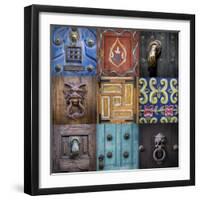 Mexico, San Miguel De Allende. Collage of Door Details in City-Jaynes Gallery-Framed Photographic Print