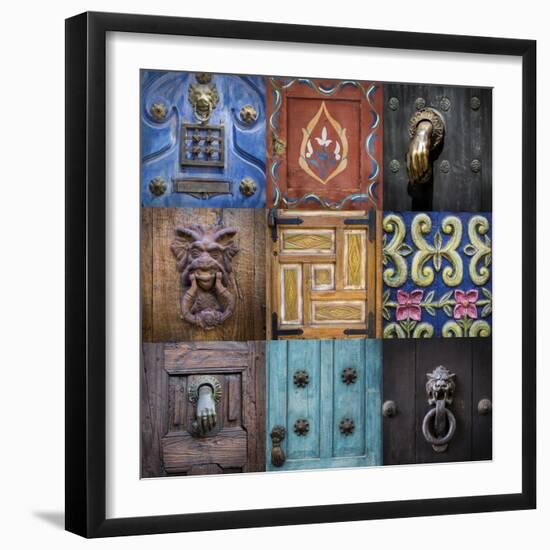 Mexico, San Miguel De Allende. Collage of Door Details in City-Jaynes Gallery-Framed Photographic Print