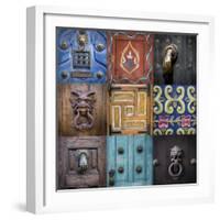 Mexico, San Miguel De Allende. Collage of Door Details in City-Jaynes Gallery-Framed Photographic Print