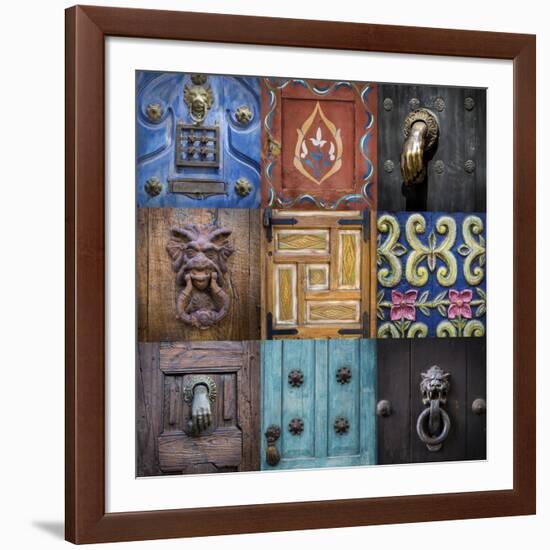 Mexico, San Miguel De Allende. Collage of Door Details in City-Jaynes Gallery-Framed Photographic Print