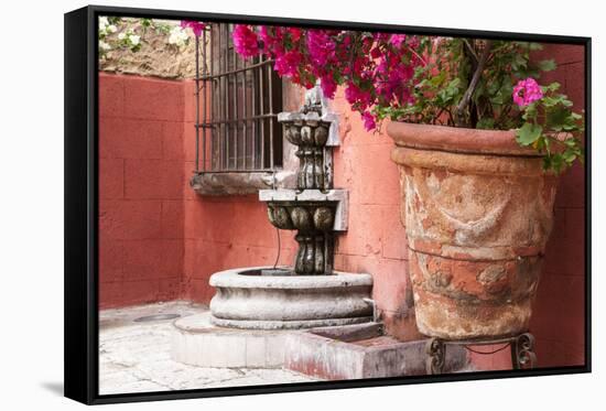 Mexico, San Miguel de Allende, courtyard in San Miguel de Allende-Hollice Looney-Framed Stretched Canvas