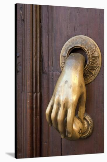 Mexico, San Miguel de Allende. Detail of a door and door knocker.-Don Paulson-Stretched Canvas