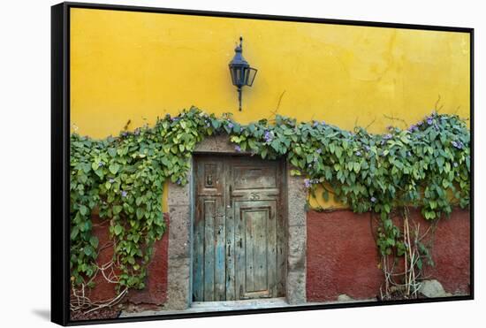 Mexico, San Miguel de Allende. Doorway to colorful building.-Don Paulson-Framed Stretched Canvas