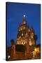 Mexico, San Miguel de Allende, Evening Lights Parroquia Archangel Church-Terry Eggers-Stretched Canvas