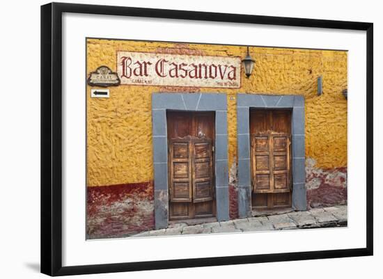 Mexico, San Miguel de Allende. Exterior of Bar Casanova.-Don Paulson-Framed Photographic Print