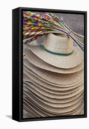 Mexico, San Miguel de Allende. Hats for sale in the Jardin.-Don Paulson-Framed Stretched Canvas