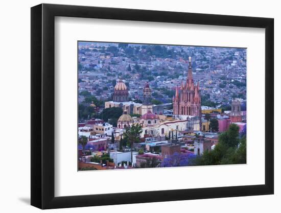 Mexico, San Miguel De Allende. La Parroquia De San Miguel Arcangel Church Dominates City at Dusk-Brenda Tharp-Framed Photographic Print