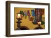 Mexico, San Miguel de Allende. Lantern with string of flags on them.-Jaynes Gallery-Framed Photographic Print