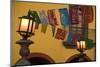 Mexico, San Miguel de Allende. Lantern with string of flags on them.-Jaynes Gallery-Mounted Photographic Print