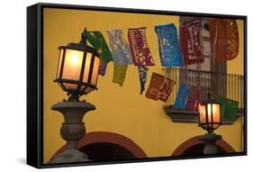 Mexico, San Miguel de Allende. Lantern with string of flags on them.-Jaynes Gallery-Framed Stretched Canvas