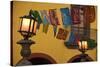 Mexico, San Miguel de Allende. Lantern with string of flags on them.-Jaynes Gallery-Stretched Canvas