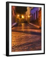 Mexico, San Miguel De Allende. Lanterns Reflect on Cobblestone Street-Jaynes Gallery-Framed Premium Photographic Print