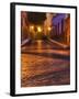 Mexico, San Miguel De Allende. Lanterns Reflect on Cobblestone Street-Jaynes Gallery-Framed Premium Photographic Print