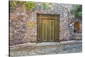 Mexico, San Miguel De Allende. Quaint Doorway in Stone Wall Facade-Jaynes Gallery-Stretched Canvas