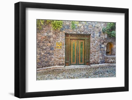 Mexico, San Miguel De Allende. Quaint Doorway in Stone Wall Facade-Jaynes Gallery-Framed Photographic Print