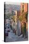 Mexico, San Miguel de Allende. Street scene with overview of city.-Don Paulson-Stretched Canvas