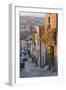 Mexico, San Miguel de Allende. Street scene with overview of city.-Don Paulson-Framed Photographic Print