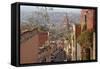 Mexico, San Miguel de Allende. Street scene with overview of city.-Don Paulson-Framed Stretched Canvas
