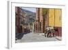 Mexico, San Miguel De Allende. Two Laden Donkeys on Sidewalk-Jaynes Gallery-Framed Photographic Print