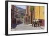 Mexico, San Miguel De Allende. Two Laden Donkeys on Sidewalk-Jaynes Gallery-Framed Photographic Print